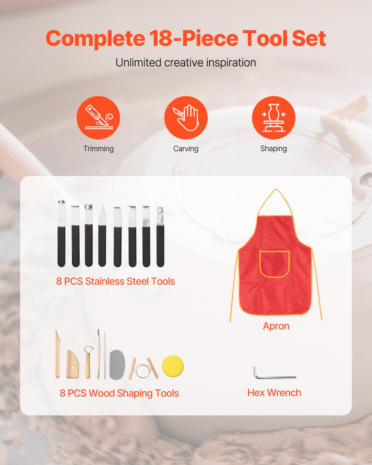 VEVOR Töpferscheibe Keramik-Radformmaschine 450 W (35 cm) mit einstellbarem Pedal & Hubbein & abnehmbarem Becken, Töpferformmaschine mit komplettem Zubehör für Kunst Handwerk Heimwerken, weiß