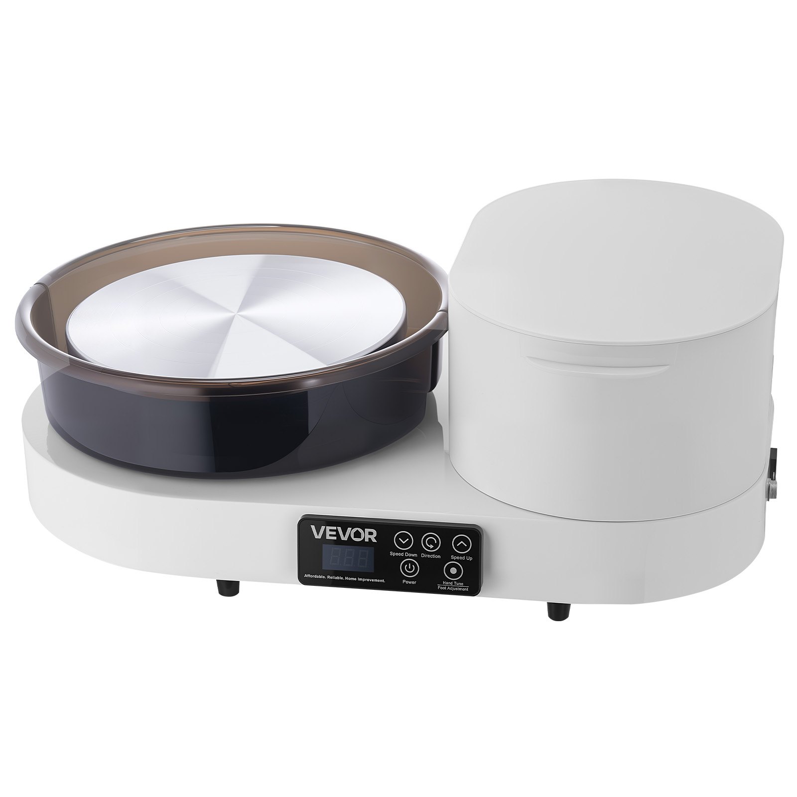 VEVOR Töpferscheibe Elektrisch 450 W, Töpferdrehmaschine 28 cm Drehteller, Töpfermaschine mit Fußpedal & 30–300 U/min Einstellbarer Drehzahl & Werkzeugbox, Ideal für Anfänger DIY-Tonkunst, Weiß