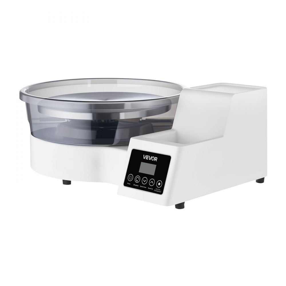 VEVOR Töpferscheibe Elektrisch 450 W, Töpferdrehmaschine 28 cm Drehteller (Aluminium), Töpfermaschine mit Fußpedal & 30–300 U/min Einstellbarer Drehzahl & PP-Gehäuse, für Anfänger DIY-Tonkunst, Weiß