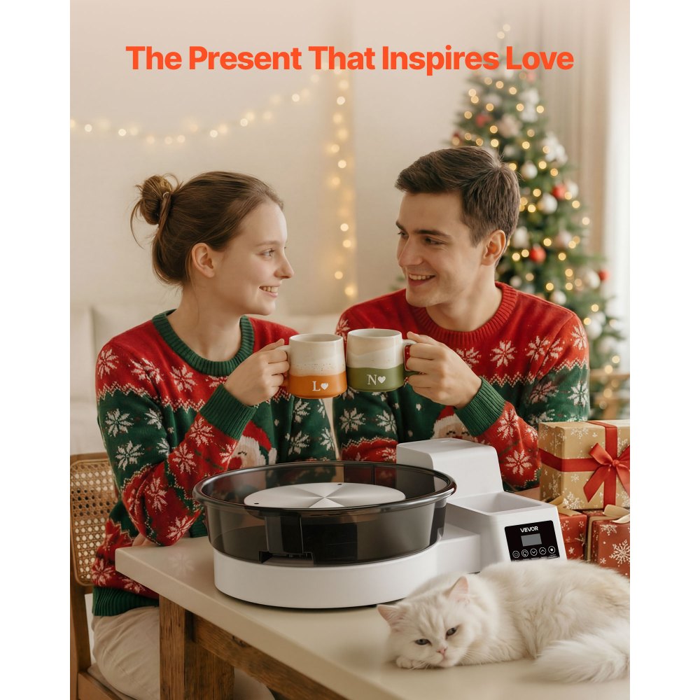 VEVOR Töpferscheibe Elektrisch 450 W, Töpferdrehmaschine 28 / 36 cm Drehteller, Keramikscheibe mit Fußpedal & 30–300 U/min Einstellbarer Drehzahl & Abnehmbarem Becken, für Anfänger DIY-Tonkunst, Weiß