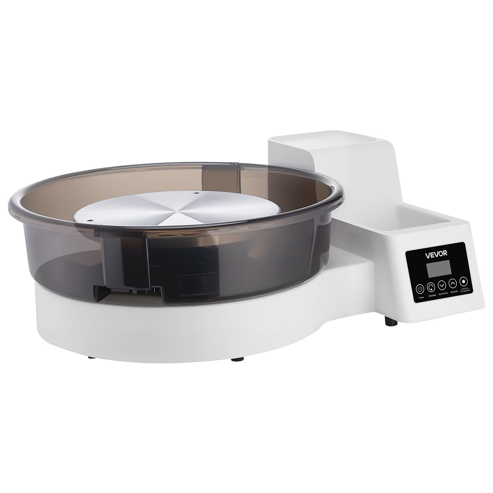 VEVOR Töpferscheibe Elektrisch 450 W, Töpferdrehmaschine 28 / 36 cm Drehteller, Keramikscheibe mit Fußpedal & 30–300 U/min Einstellbarer Drehzahl & Abnehmbarem Becken, für Anfänger DIY-Tonkunst, Weiß