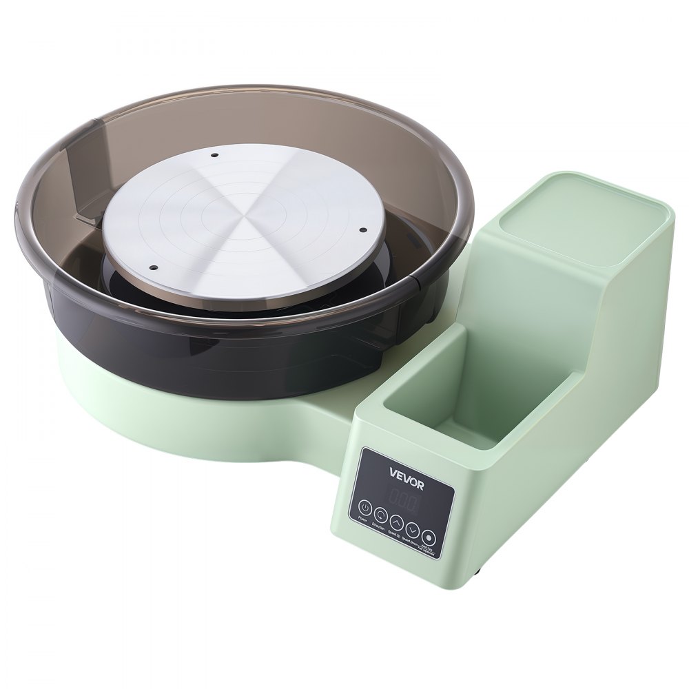VEVOR Töpferscheibe Elektrisch 450 W, Töpferdrehmaschine 28 / 36 cm Drehteller, Töpfermaschine mit Fußpedal & 30–300 U/min Einstellbarer Drehzahl & Werkzeugbox, Ideal für Anfänger DIY-Tonkunst, Grün