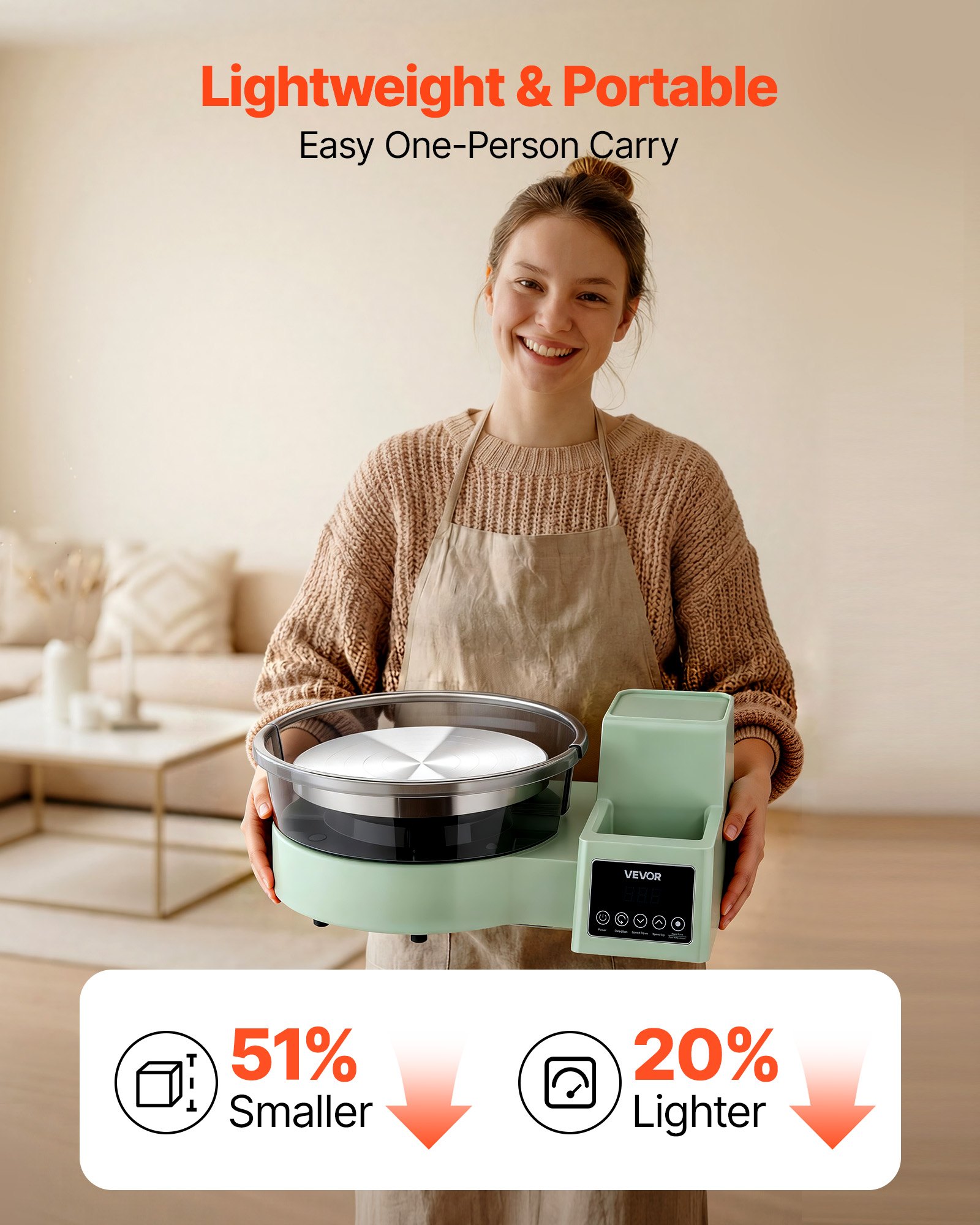 VEVOR Töpferscheibe Elektrisch 450 W, Töpferdrehmaschine 28 cm Drehteller (Aluminium), Töpfermaschine mit Fußpedal & 30–300 U/min Einstellbarer Drehzahl & PP-Gehäuse, für Anfänger DIY-Tonkunst, Grün