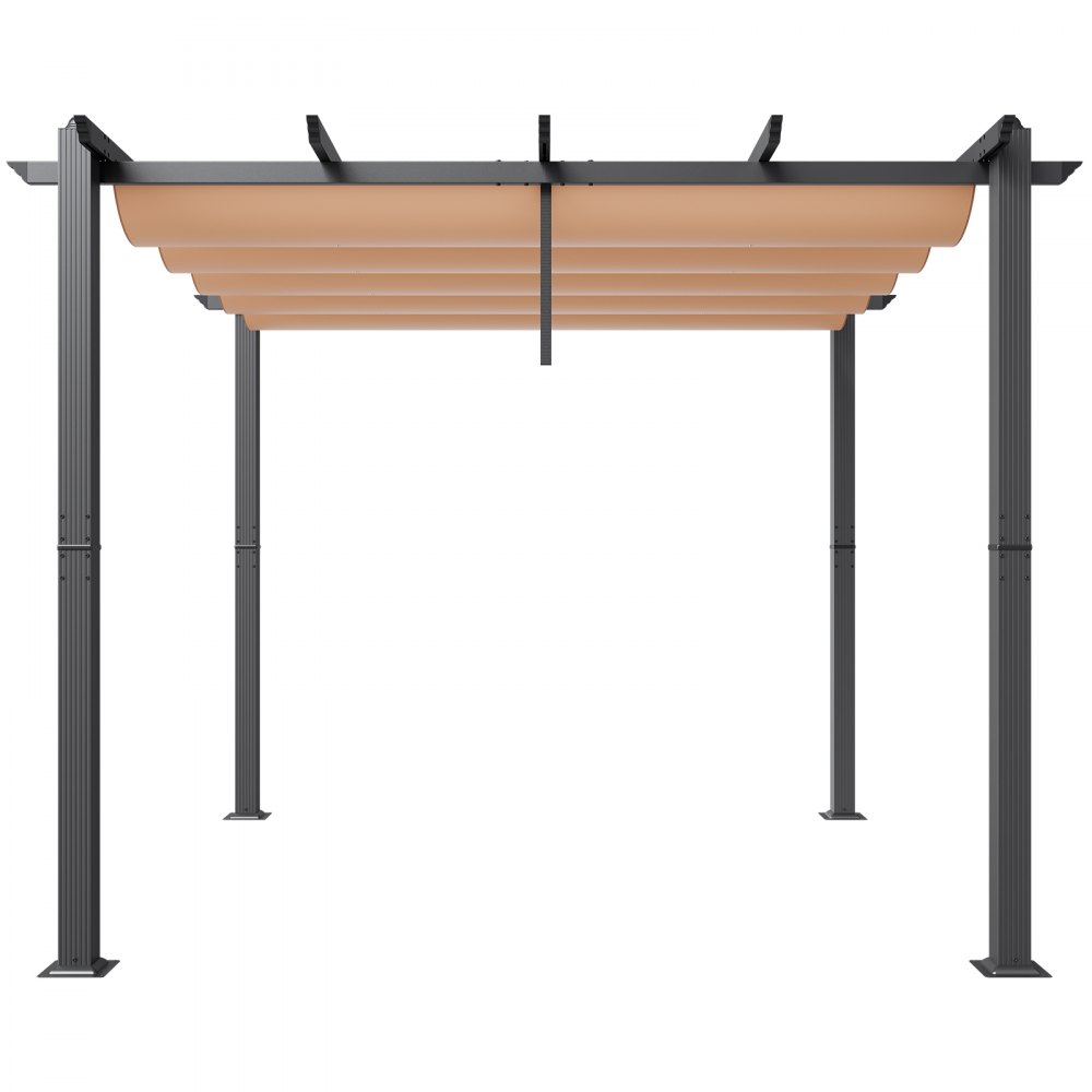 VEVOR 2,97x2,97m einziehbare Pergola für den Außenbereich mit Baldachin, Aluminium-Pergola mit einziehbarem Baldachin, moderne Pergola mit Sonnenschutzdach für Terrassen, Gärten, Decks (Beige)