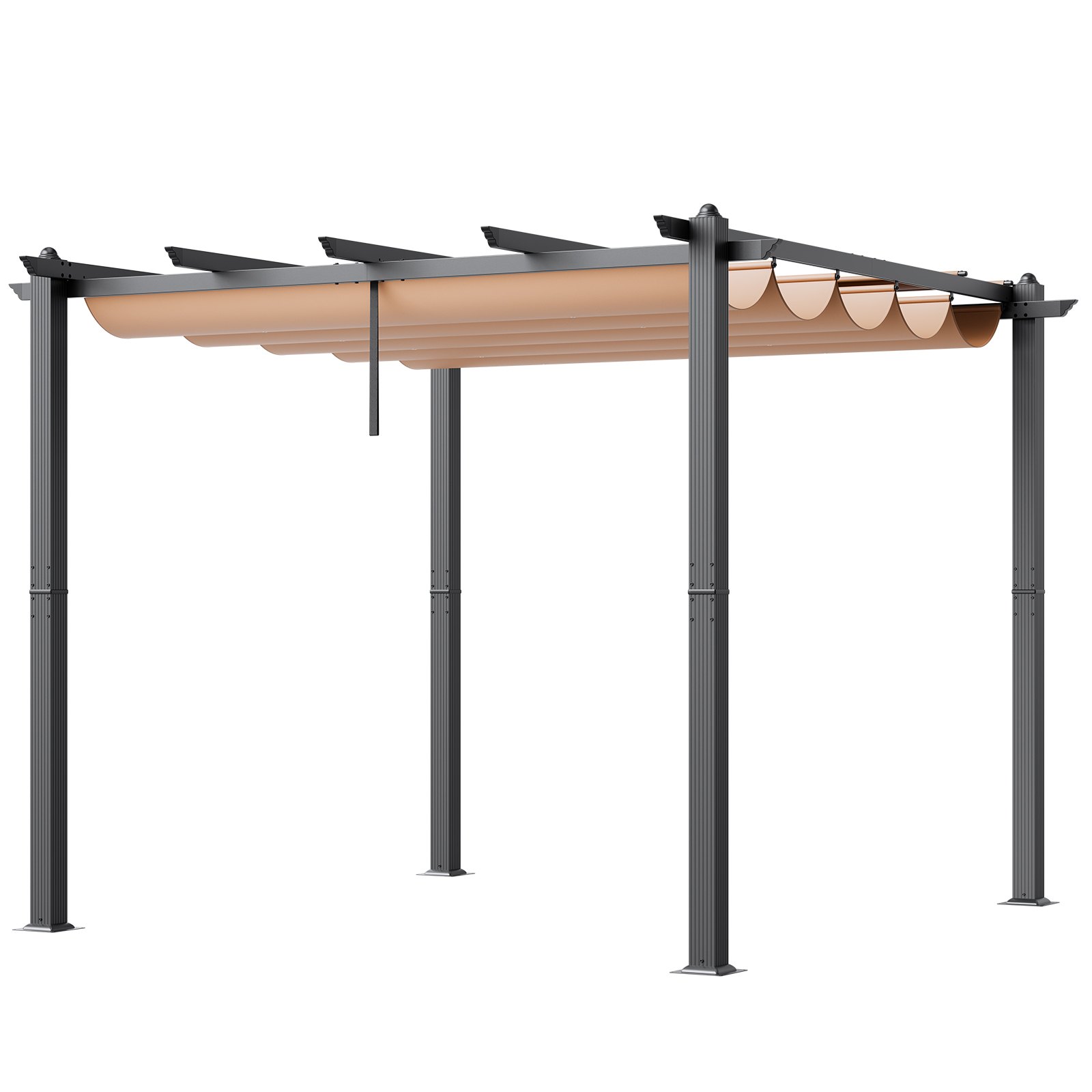 VEVOR 2,97x2,97m einziehbare Pergola für den Außenbereich mit Baldachin, Aluminium-Pergola mit einziehbarem Baldachin, moderne Pergola mit Sonnenschutzdach für Terrassen, Gärten, Decks (Beige)