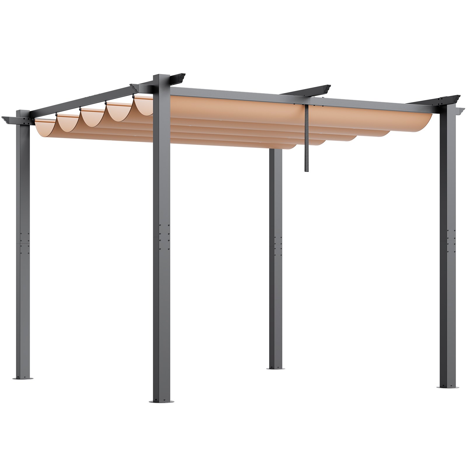 VEVOR 10'x10' einziehbare Pergola für den Außenbereich mit Baldachin, Aluminium-Pergola mit einziehbarem Baldachin, moderne Pergola mit Sonnenschutzdach für Terrassen, Gärten, Decks, Hinterhöfe (Beige)