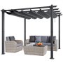 VEVOR Pergola 2,97 x 2,97 x 2,3 m, Pavillon mit Sonnenschutzdach, Gartenpavillon UV50+ UV-Schutzklasse, Terrassenpavillon Überdachung, Gartenzelt für Terrassen, Gärten, Decks, Hinterhöfe (Grau)