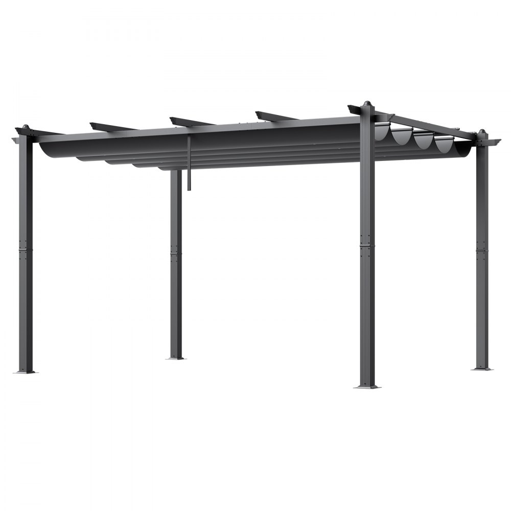 VEVOR 10'x13' einziehbare Pergola für den Außenbereich mit Baldachin, Aluminium-Pergola mit einziehbarem Baldachin, moderne Pergola mit Sonnenschutzdach für Terrassen, Gärten, Decks, Hinterhöfe (grau)