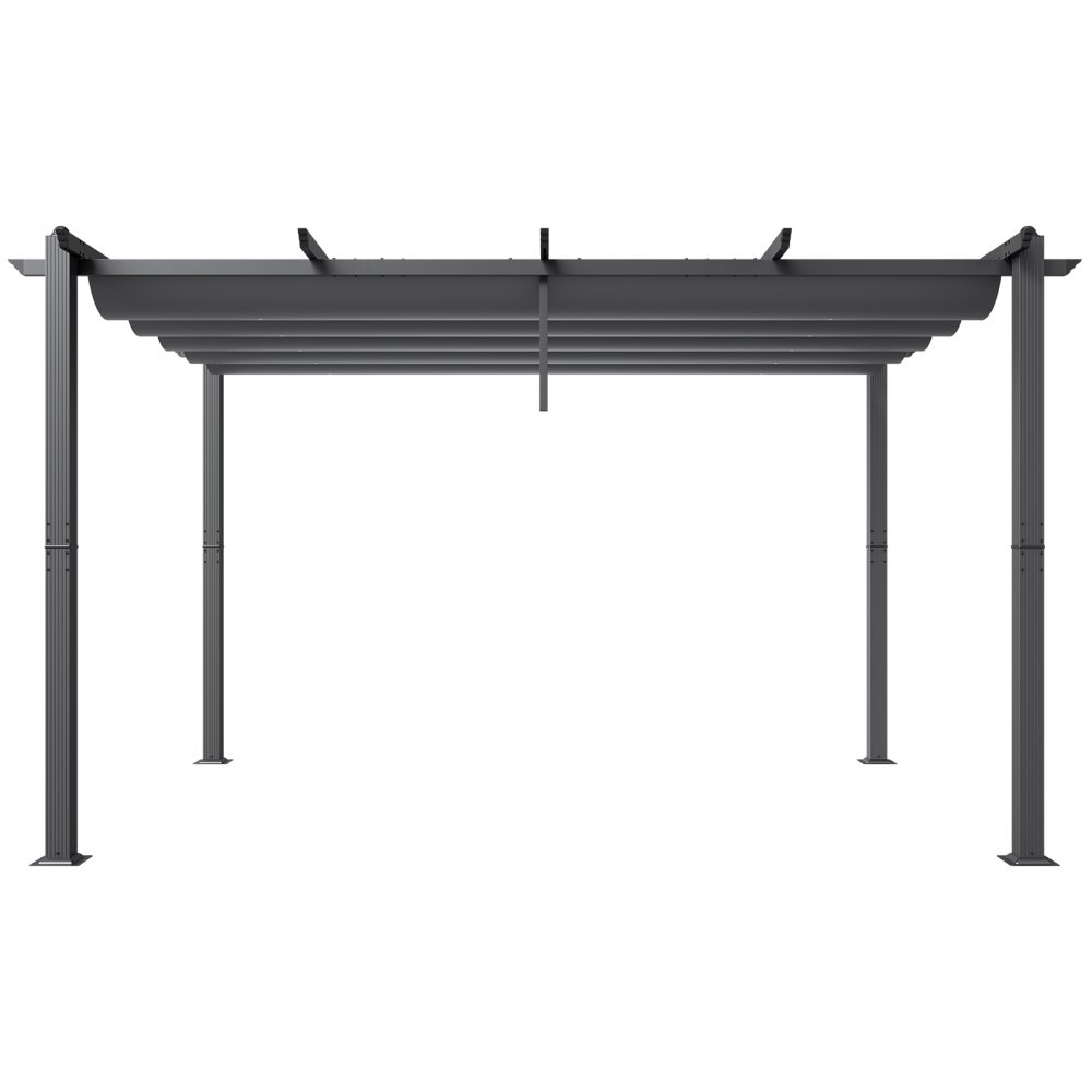VEVOR 10'x13' einziehbare Pergola für den Außenbereich mit Baldachin, Aluminium-Pergola mit einziehbarem Baldachin, moderne Pergola mit Sonnenschutzdach für Terrassen, Gärten, Decks, Hinterhöfe (grau)