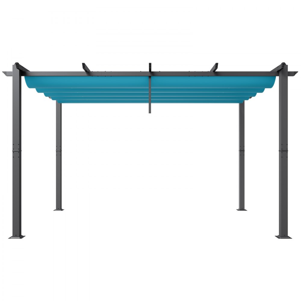 VEVOR Pergola 2,96 x 3,95 x 2,3 m, Pavillon mit Sonnenschutzdach, Gartenpavillon UV50+ UV-Schutzklasse, Terrassenpavillon Überdachung, Gartenzelt für Terrassen, Gärten, Decks, Hinterhöfe (Blau)