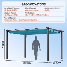 VEVOR Pavillon Gartenzelt Outdoor Pergola Sonnenschutzdach 2,96x3,95x2,3m Blau