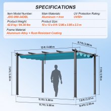 VEVOR Pavillon Gartenzelt Outdoor Pergola Sonnenschutzdach 2,96x3,95x2,3m Blau