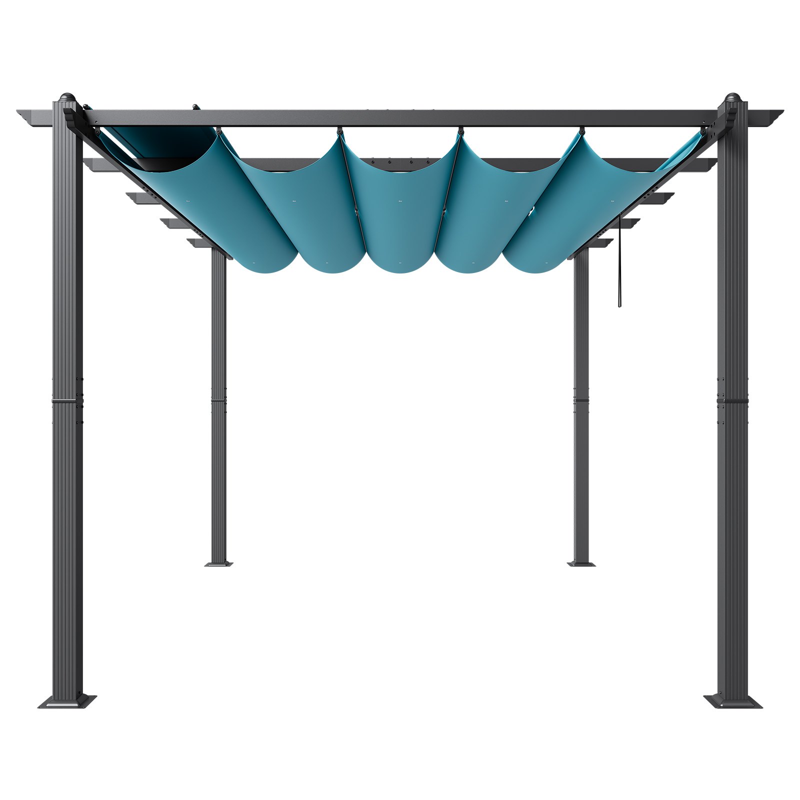 VEVOR Pergola 2,96 x 3,95 x 2,3 m, Pavillon mit Sonnenschutzdach, Gartenpavillon UV50+ UV-Schutzklasse, Terrassenpavillon Überdachung, Gartenzelt für Terrassen, Gärten, Decks, Hinterhöfe (Blau)
