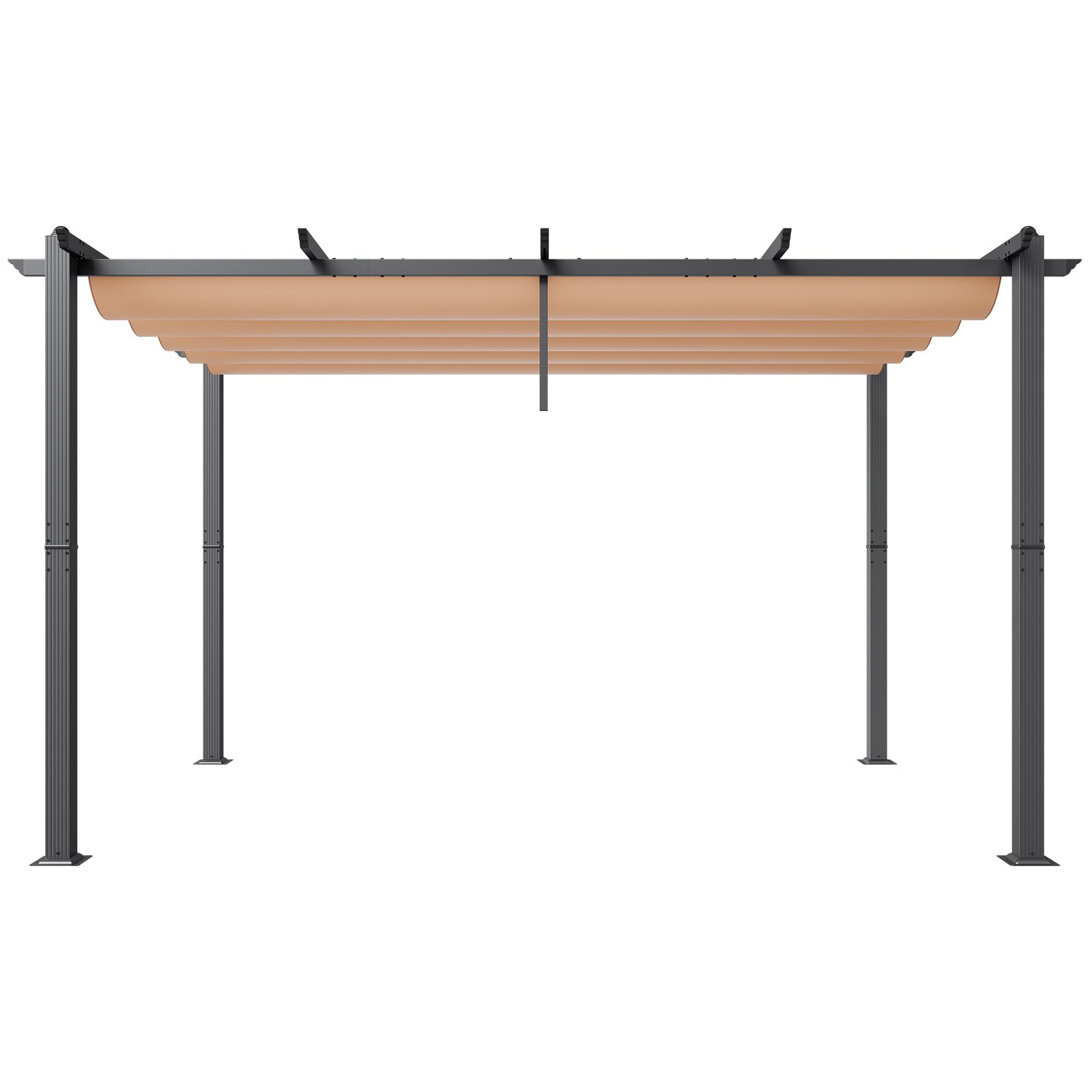 VEVOR Pergola 2,96 x 3,95 x 2,3 m, Pavillon mit Sonnenschutzdach, Gartenpavillon UV50+ UV-Schutzklasse, Terrassenpavillon Überdachung, Gartenzelt für Terrassen, Gärten, Decks, Hinterhöfe (Beige)