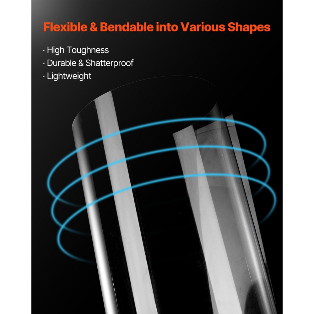 VEVOR PET-/Plexiglasplatten, 5er-Set Kunststoffplatten,  610x914mm, 1mm dick, transparente, flexible Kunststoffplatten zum Basteln, Ersatzglas für Bilderrahmen, DIY-Displayprojekt, leicht zu schneiden