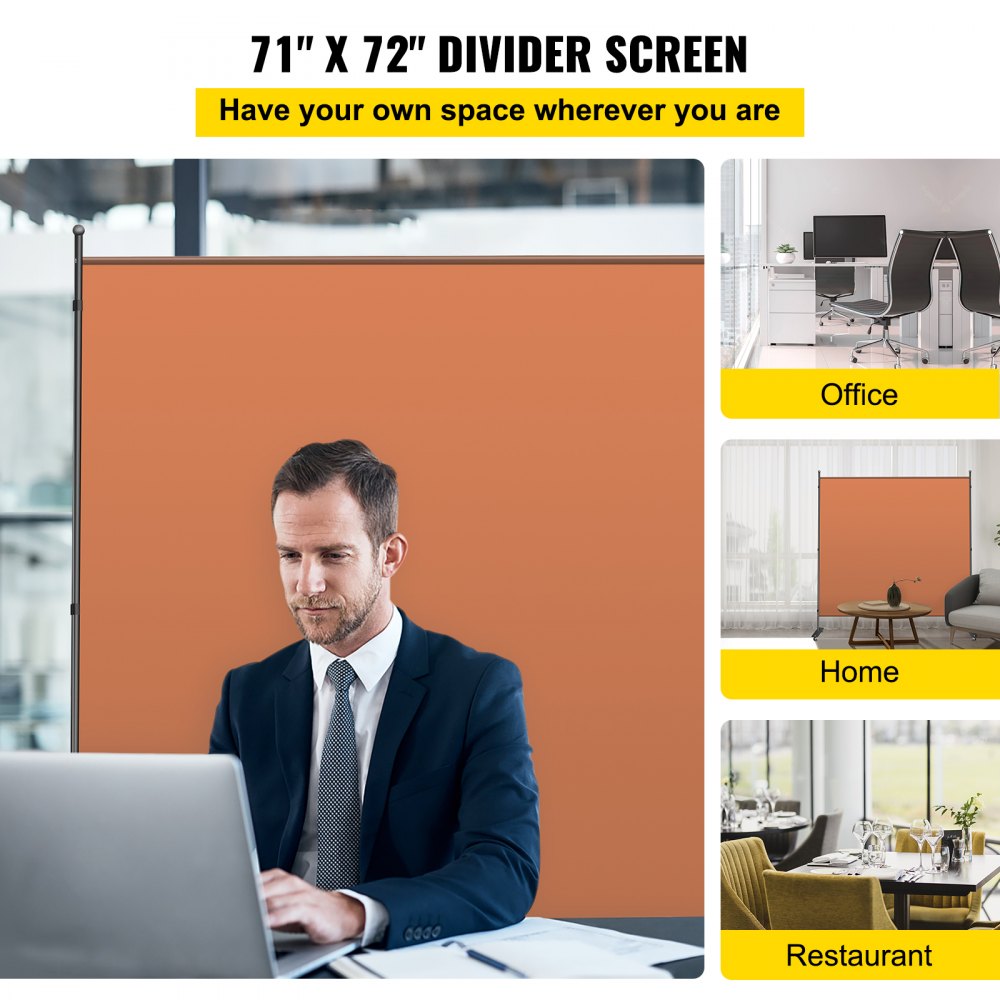 VEVOR Stellwand Paravent Raumteiler 1 Trennwände Sichtschutz 180,34x182,88cm Anthrazit Raumteiler Bildschirm aus Wasserdichter Stoff Rahmen für Büros, Arbeitsstätten Balkon Fotostudio Restaurant Braun