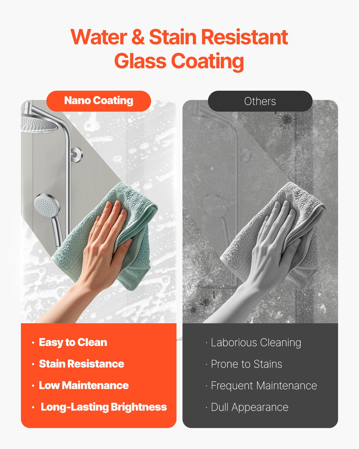 VEVOR rahmenlose Badewannen Duschtür (864 x 1397 mm / B x H) halbe platzsparende Duschtür für Badewanne, 180° drehbare Tür aus gehärtetem Glas, Duschglastür (6 mm Glasdicke), Schwarz