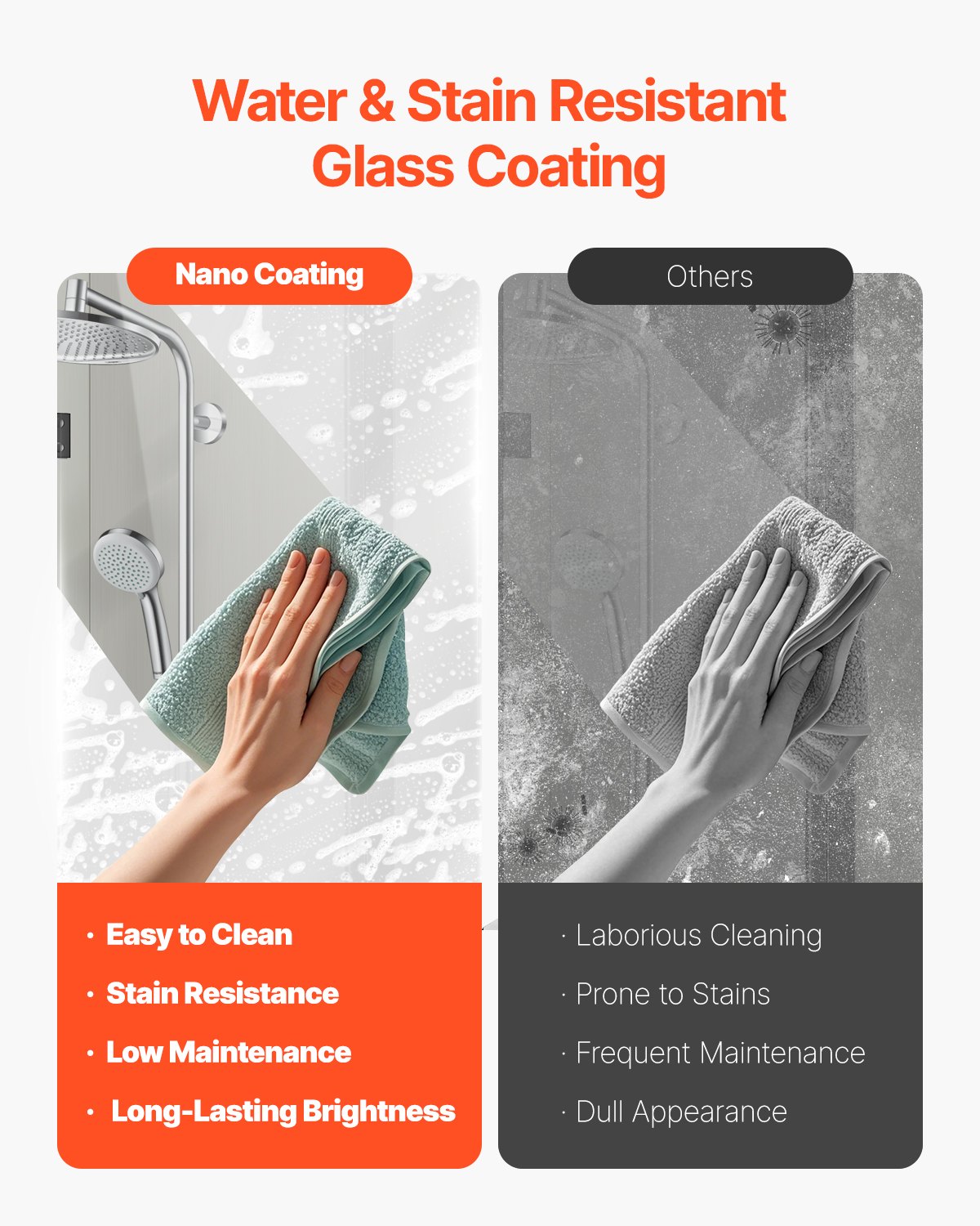 VEVOR Badewannen Duschtür (1295 x 1422 mm / B x H) rahmenlose, klappbare Duschtür mit Scharnier, dreifach gefaltete Duschglastür mit 180° drehbares Design, für Badewanne, schwarz