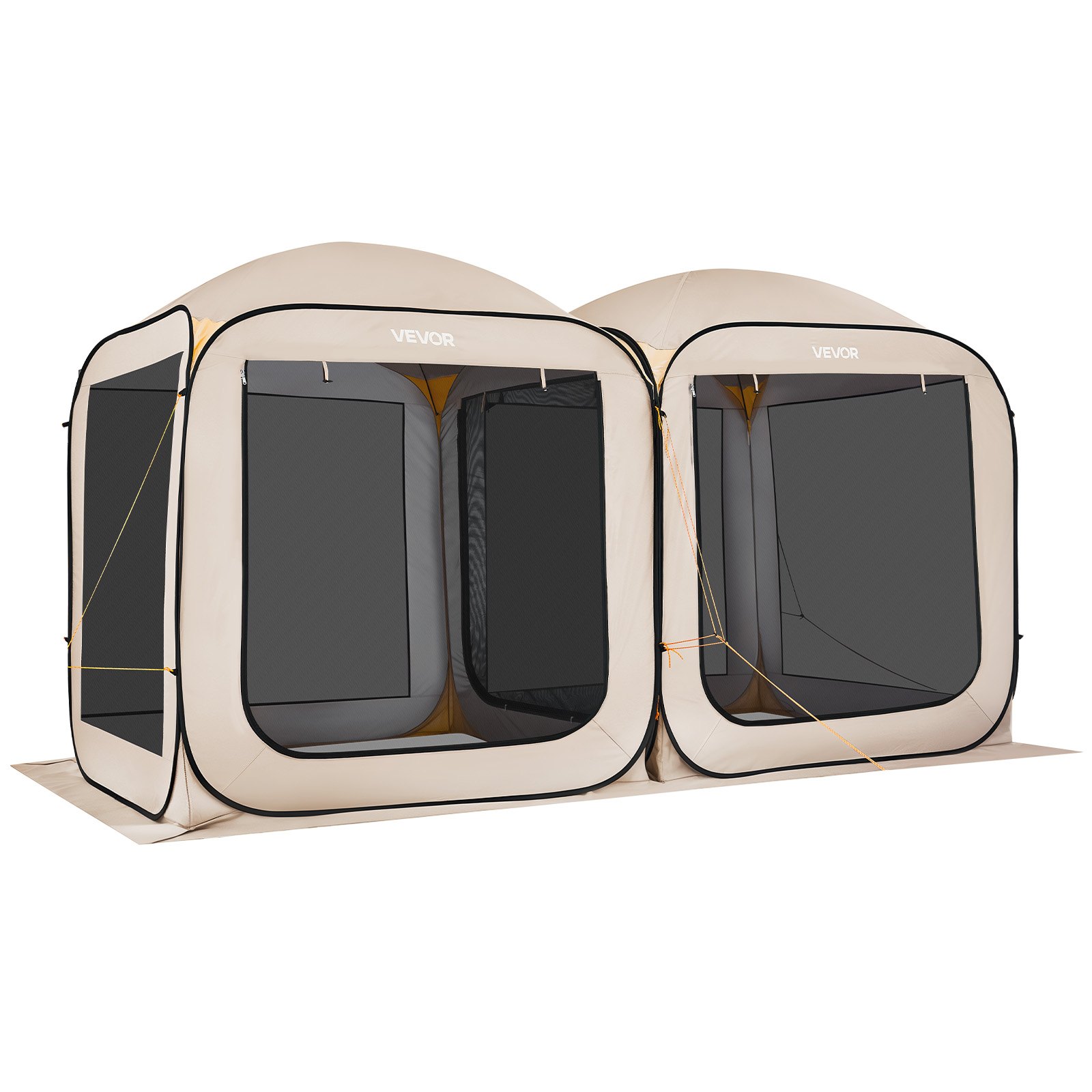 VEVOR Campingzelt, 365,76x182,88 cm, 2-in-1-Pop-up-Zelt, tragbares Partyzelt mit Tragetasche, Netz-Seitenwänden und Erdspießen, für Garten, Terrasse und Outdoor-Aktivitäten, Beige
