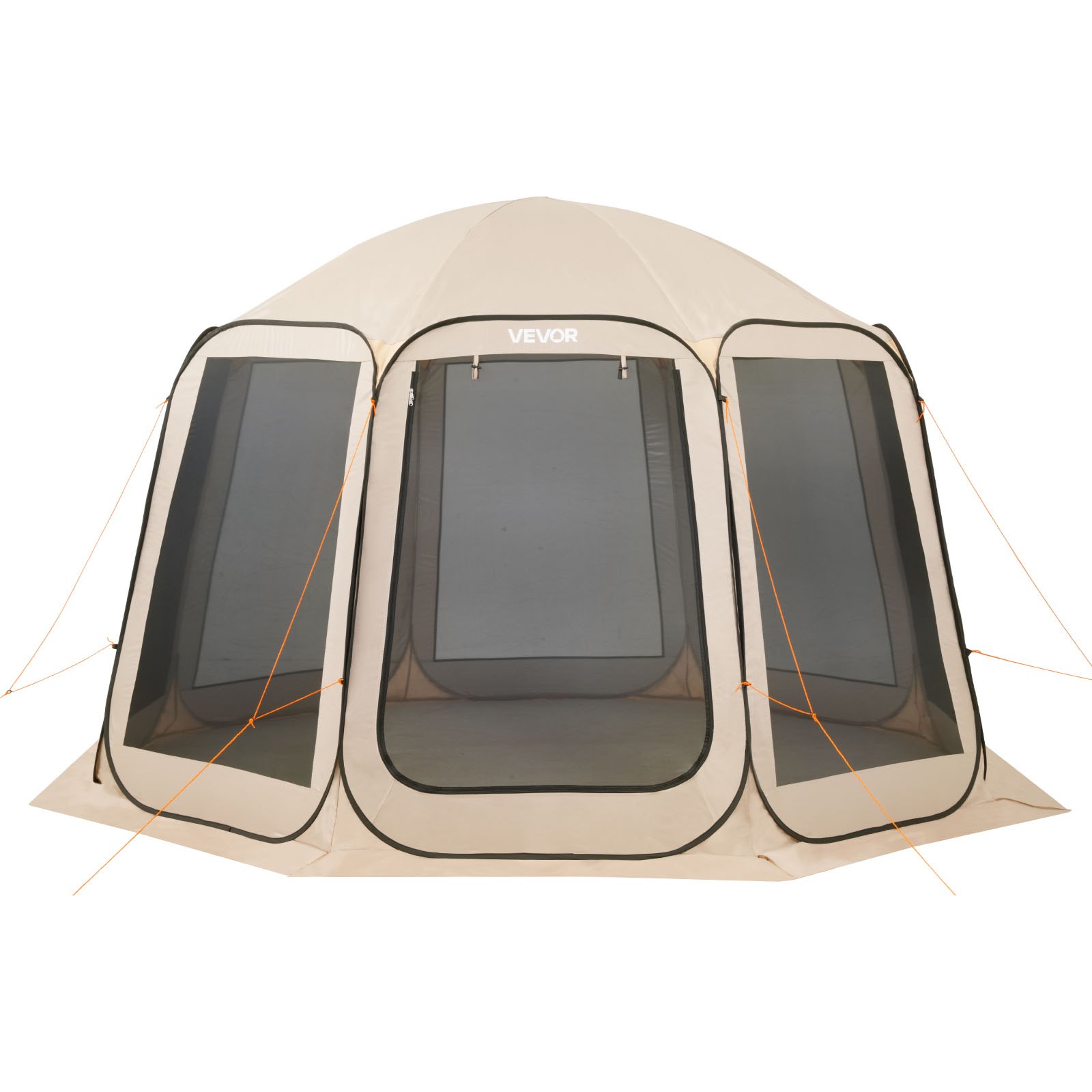 VEVOR Pop-Up-Zelt, 365,76x335,28 cm, tragbares Campingzelt für 10–12 Personen, mit Netz, Tragetasche, Seitenwänden und Heringen, für Garten, Terrasse und Outdoor-Aktivitäten, Beige