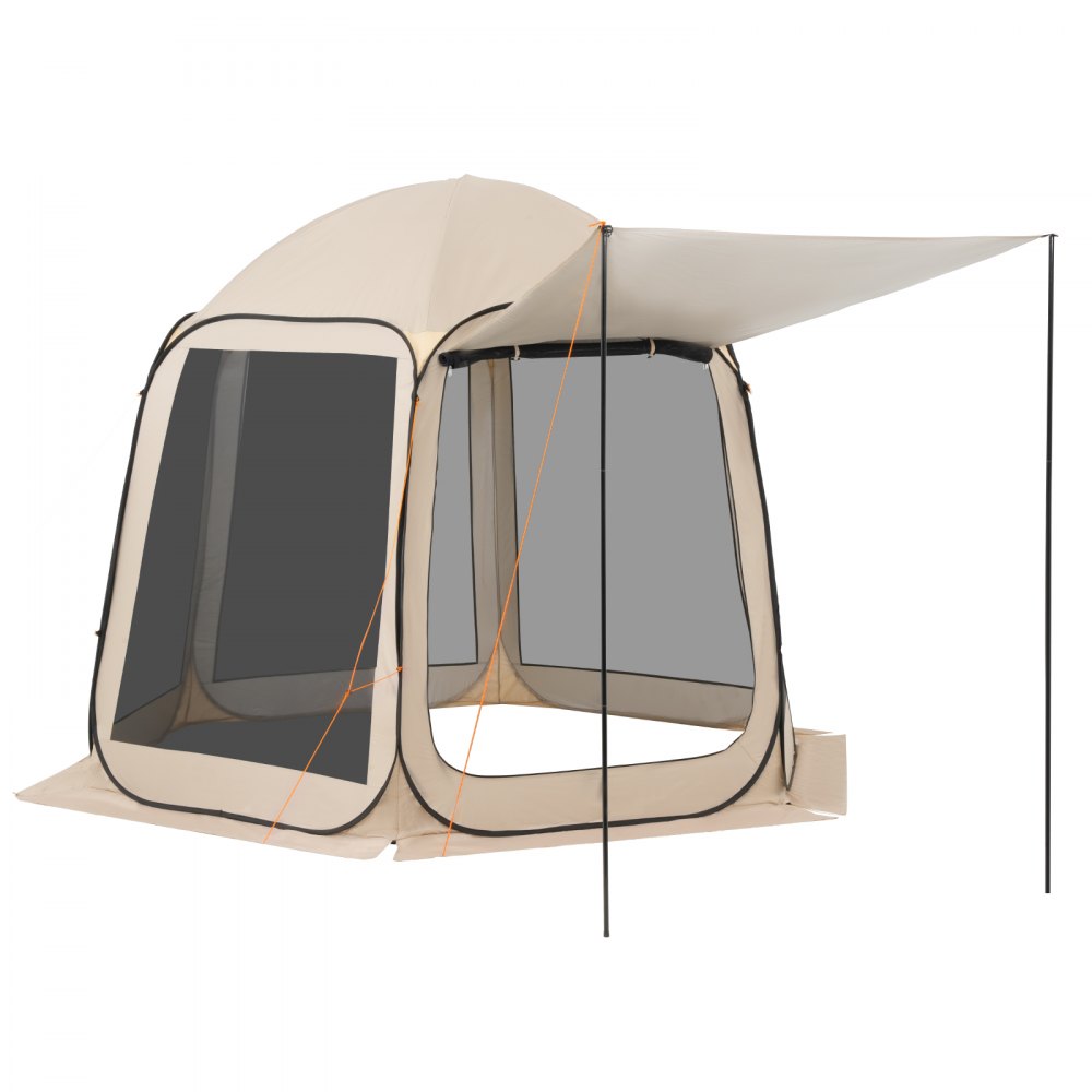 VEVOR Campingzelt, 304,8 x 280,4 cm, Pop-up-Zelt mit ausziehbarer Markise, tragbares Partyzelt für 4–8 Personen mit Tragetasche und Seitenwänden, für Terrasse und Outdoor-Aktivitäten, Beige
