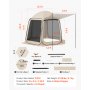 VEVOR Campingzelt, 304,8 x 280,4 cm, Pop-up-Zelt mit ausziehbarer Markise, tragbares Partyzelt für 4–8 Personen mit Tragetasche und Seitenwänden, für Terrasse und Outdoor-Aktivitäten, Beige