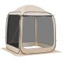 VEVOR Campingzelt, 182,88x182,88x219,4 cm, Pop-up-Zelt mit ausziehbarer Markise, tragbares Partyzelt für 4-6 Personen, inkl. Tragetasche & Seitenwänden, für Terrasse & Outdoor-Aktivitäten, Beige