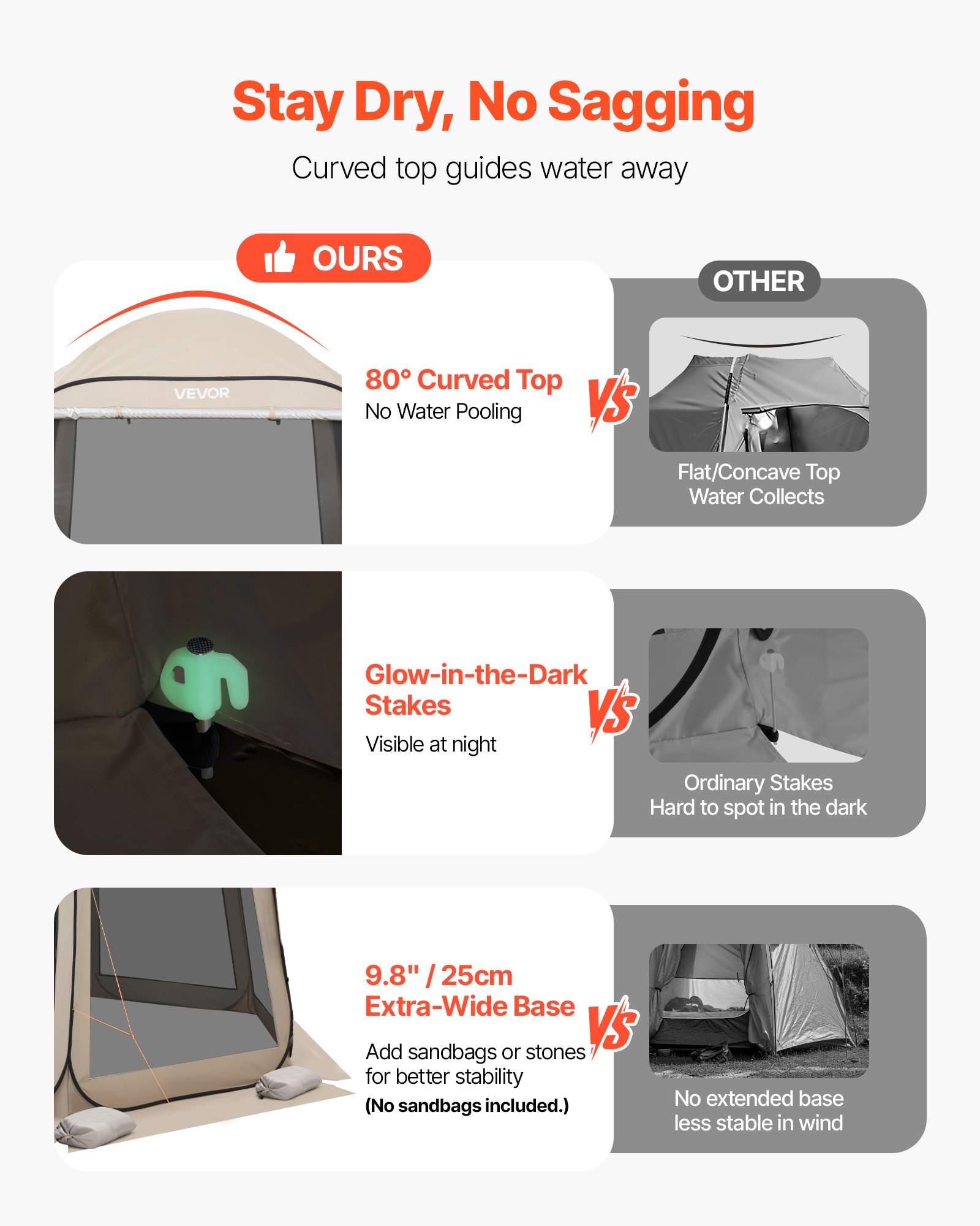 VEVOR Campingzelt, 182,88x182,88x219,4 cm, Pop-up-Zelt mit ausziehbarer Markise, tragbares Partyzelt für 4-6 Personen, inkl. Tragetasche & Seitenwänden, für Terrasse & Outdoor-Aktivitäten, Beige