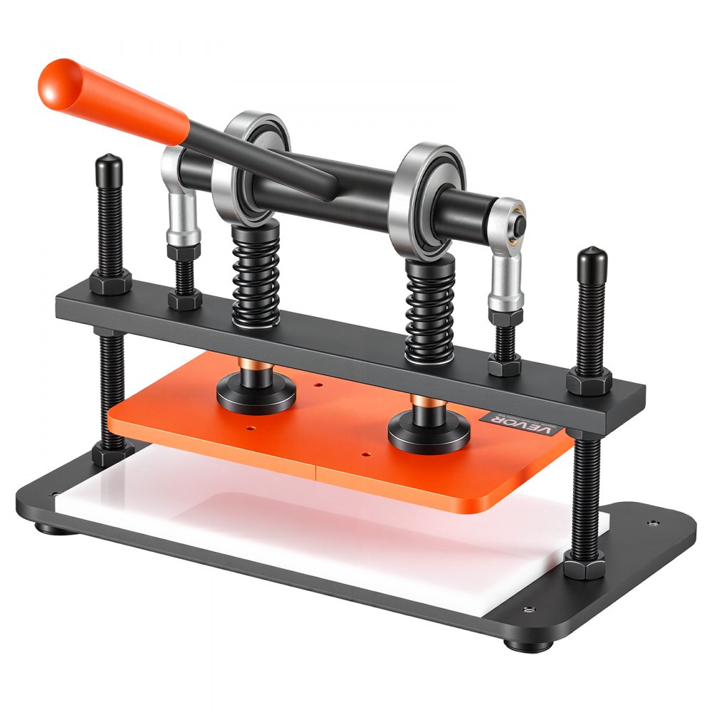 VEVOR Leder Stanzmaschine 260x150 mm Lederschneidemaschine Lochmaschine, Handpresse zum Prägen & Stanzen von Leder Stoff Papier Silikon 1,5 t Druck 12 mm Hub Stahlkonstruktion Zwei Führungswellen