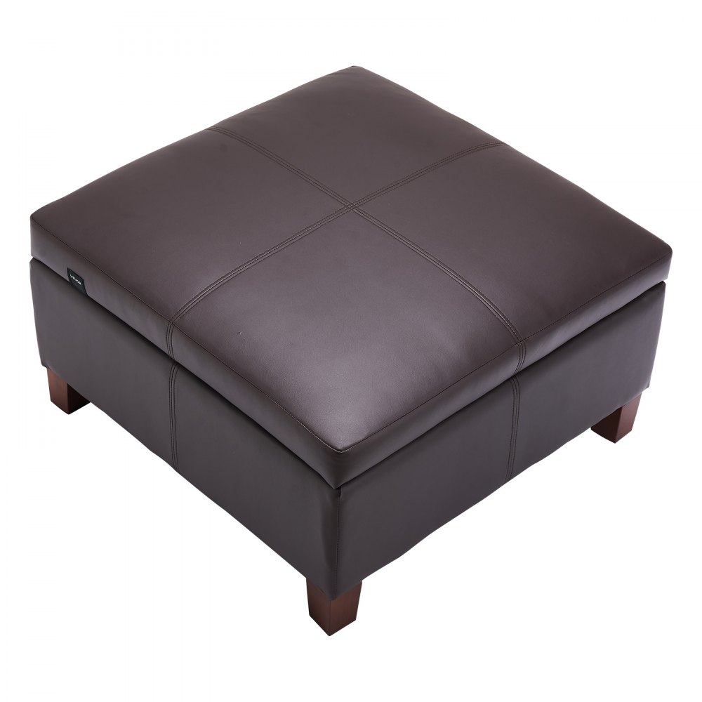 VEVOR quadratische Leder-Ottomane mit Stauraum, gepolsterter Couchtisch mit getufteten Knöpfen & Lift-Top- und Flip-Design, PU-Leder mit hochdichtem Schwamm für Wohnzimmer Schlafzimmer Dunkelbraun