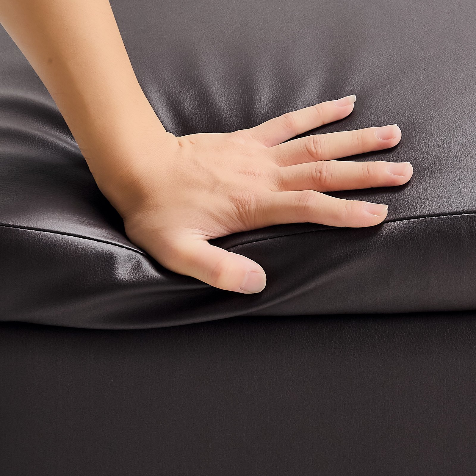 VEVOR quadratische Leder-Ottomane mit Stauraum, gepolsterter Couchtisch mit getufteten Knöpfen & Lift-Top- und Flip-Design, PU-Leder mit hochdichtem Schwamm für Wohnzimmer Schlafzimmer Dunkelbraun