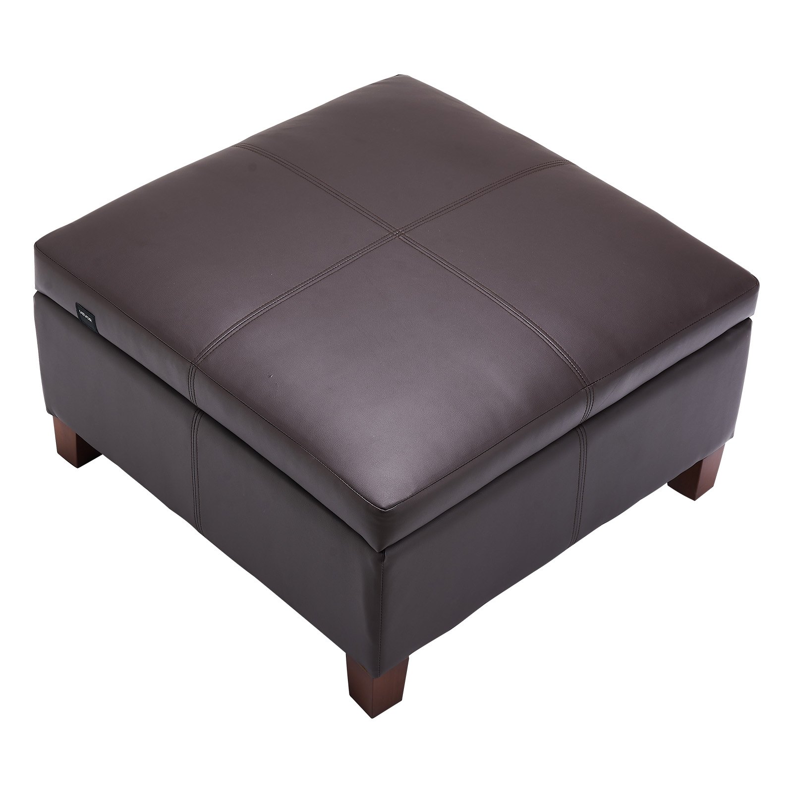 VEVOR quadratische Leder-Ottomane mit Stauraum, gepolsterter Couchtisch mit getufteten Knöpfen & Lift-Top- und Flip-Design, PU-Leder mit hochdichtem Schwamm für Wohnzimmer Schlafzimmer Dunkelbraun