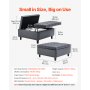 VEVOR quadratische Leder-Ottomane mit Stauraum, gepolsterter Couchtisch mit getufteten Knöpfen und Lift-Top- und Flip-Design, PU-Leder mit hochdichtem Schwamm für Wohnzimmer Schlafzimmer Grau