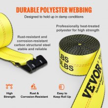 VEVOR Truck Straps Windengurte 4" x 30' mit flachem Haken zum Abschleppen, 4er-Pack, Gelb