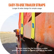 VEVOR Truck Straps Windengurte 4" x 30' mit flachem Haken zum Abschleppen, 4er-Pack, Gelb