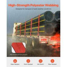 VEVOR Windengurte, 4" x 30', 6000 lbs Tragfähigkeit, 18000 lbs Bruchfestigkeit, LKW-Gurte mit flachem Haken, Ladungskontrolle für Anhänger, Bauernhöfe, Rettungen, Baumschoner, Rot (10er-Pack)