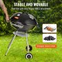 VEVOR Kettle Holzkohlegrill Kugelgrill 56 cm tragbar, Barbecue Kugelgrill mit Deckel, Leckeres BBQ, Picknickgrill mit großer Grillfläche, Holzkohle, Schwarz, 63 x 82 x 88 cm Holzkohle Rundgrill Reise