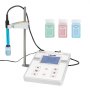 VEVOR Tisch-pH-Meter, Messbereich pH 0–14, Labortester-Set mit Hintergrundbeleuchtung, Kalibrierlösungen, Netzteil, Speicher für bis zu 50 Messwerte, für Temperatur- & Wasserqualitätsmessungen