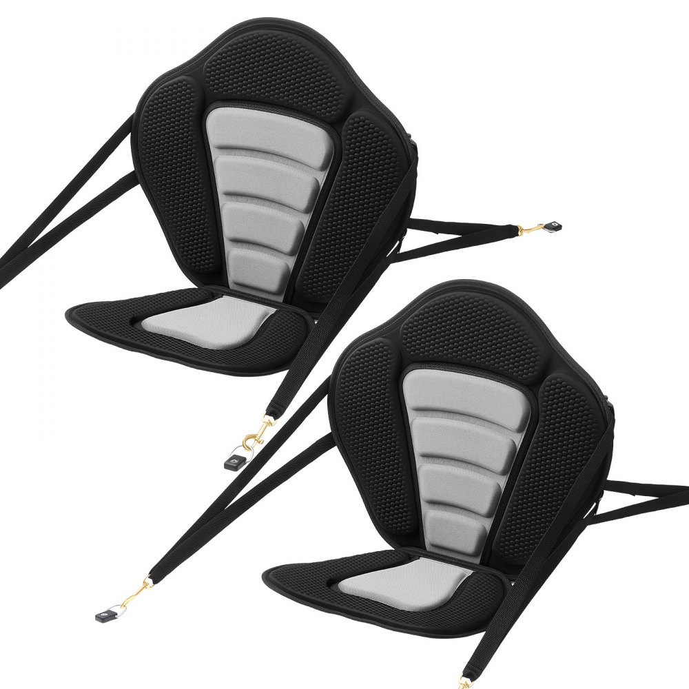 VEVOR 2 x Kajaksitz 12 mm Dicke, Gepolsterter Sitz für Stand-Up-Paddle-Board, Bootssitz mit Rückenlehne & Aufbewahrungstasche & Verstellbaren Gurten für SUP Kanu Angelboot Aufblasbares Kajak