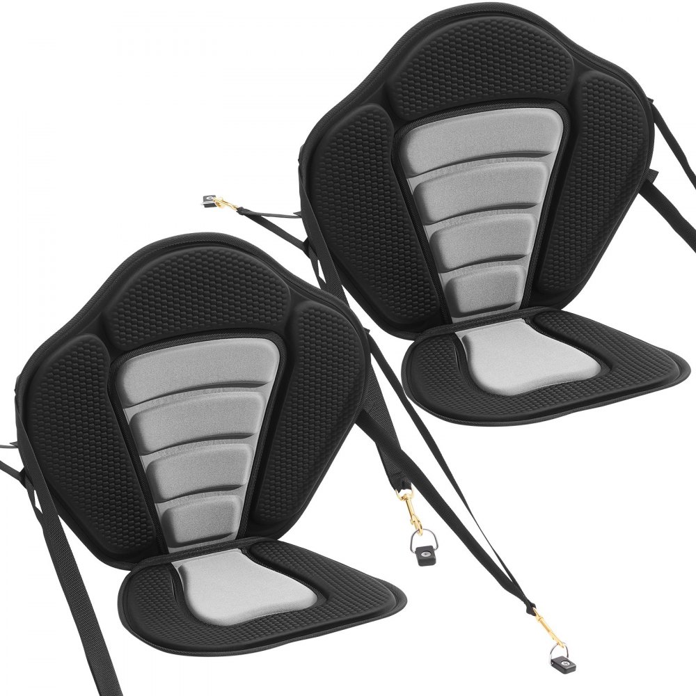 VEVOR 2 x Kajaksitz 12 mm Dicke, Gepolsterter Sitz für Stand-Up-Paddle-Board, Bootssitz mit Rückenlehne & Aufbewahrungstasche & Verstellbaren Gurten für SUP Kanu Angelboot Aufblasbares Kajak