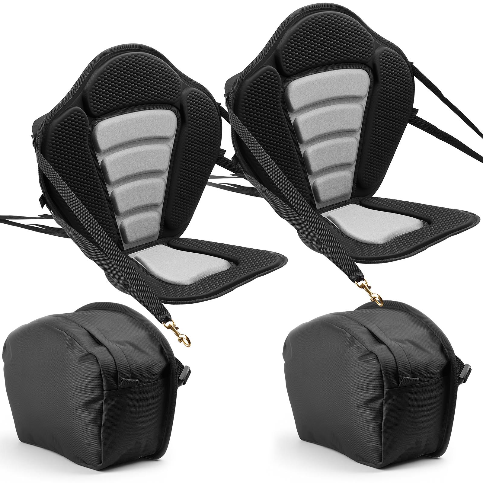 VEVOR 2 x Kajaksitz 12 mm Dicke, Gepolsterter Sitz für Stand-Up-Paddle-Board, Bootssitz mit Rückenlehne & Aufbewahrungstasche & Verstellbaren Gurten für SUP Kanu Angelboot Aufblasbares Kajak