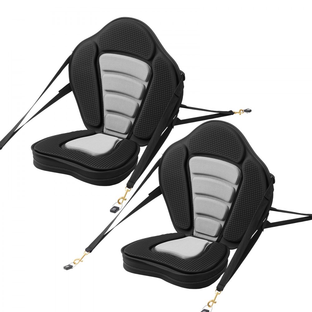 VEVOR 2 x Kajaksitz 53 mm Dicke, Gepolsterter Sitz für Stand-Up-Paddle-Board, Bootssitz mit Rückenlehne & Aufbewahrungstasche & Verstellbaren Gurten für SUP Kanu Angelboot Aufblasbares Kajak