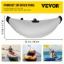 VEVOR Kajak Ausleger Stabilisator 2,1 - 2,4 m Einstellbare Länge Paddelboot, 36 cm Breite Schwimmer Stabilisator Set, 2 Stück Wildwasserkajak, PVC Schwimmausgleichszubehör für aufblasbares Kanuboote