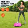 Frau verwendet in einem Park einen VEVOR-Balanceballtrainer mit Widerstandsbändern für Kraft, Flexibilität und Gleichgewicht.