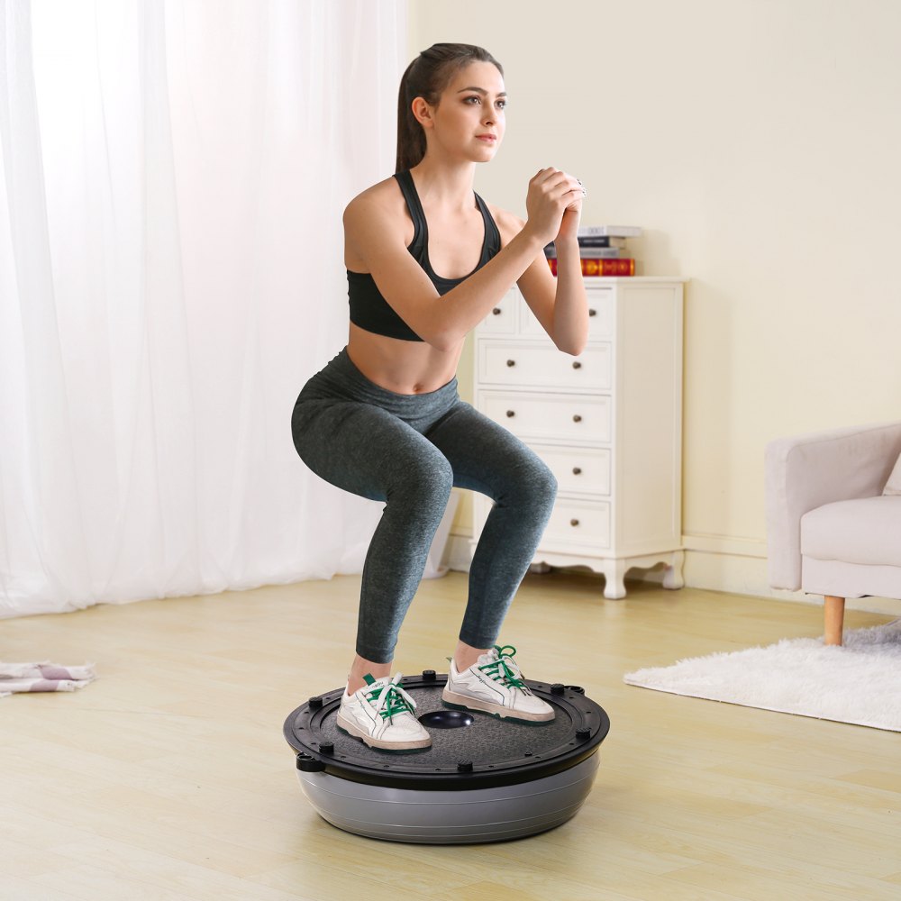 VEVOR Halb-Gymnastikball-Trainer, 584 mm Balance-Ball-Trainer, Stabilitätsball mit 300 kg Tragkraft, Yoga-Ball mit Widerstandsbändern und Fußpumpe, Kraft-Fitnessball für das Heim-Fitnessstudio, Grau