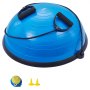 Blauer VEVOR-Balanceballtrainer mit angezeigten Widerstandsbändern und Luftpumpenkomponenten.