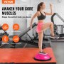 VEVOR Halb-Gymnastikball-Trainer, 66 cm Balance-Ball-Trainer, 680 kg Tragkraft Stabilitätsball, Yoga-Ball mit Widerstandsbändern & Fußpumpe, Yogaball Kraft-Fitnessball im Heim-Fitnessstudio, Rosa