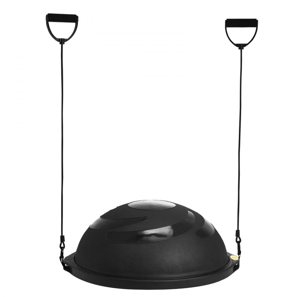 VEVOR Halb-Gymnastikball-Trainer, 66 cm Balance-Ball-Trainer, 680 kg Tragkraft Stabilitätsball, Yoga-Ball mit Widerstandsbändern und Fußpumpe, Kraft-Fitnessball im Heim-Fitnessstudio, Schwarz