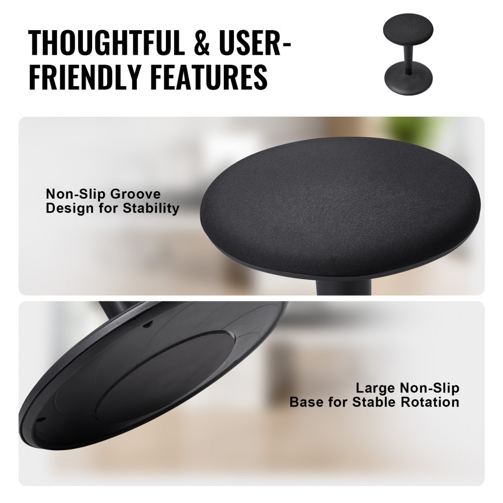 VEVOR Active Chair Wobble Stool Standing Stool, Height Adjustable (55-72 cm), Iron Office Stool, 120 kg Load Capacity, Ideal for Schools, Offices and Homes, 8° Tilt Angle, Black