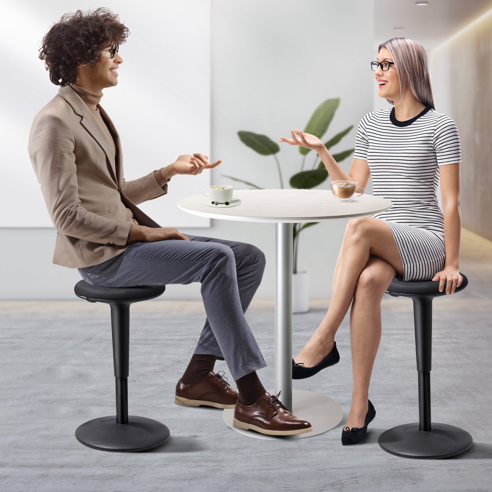 VEVOR Active Chair Wobble Stool Standing Stool, Height Adjustable (55-72 cm), Iron Office Stool, 120 kg Load Capacity, Ideal for Schools, Offices and Homes, 8° Tilt Angle, Black